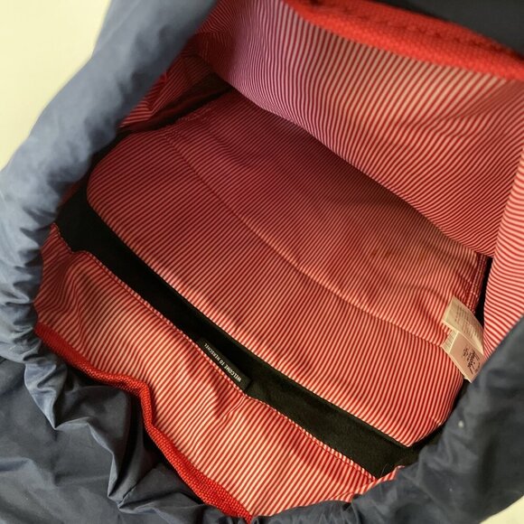 Herschel Retreat Backpack Top Load Navy Brown Canvas Padded Fleece Laptop Sleeve - Picture 9 of 10